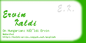 ervin kaldi business card